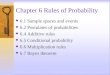 Chapter 6 Rules of Probability  6.1 Sample spaces and events  6.2 Postulates of probabilities  6.4 Additive rules  6.5 Conditional probability  6.6