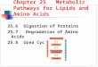 1 25.6 Digestion of Proteins 25.7 Degradation of Amino Acids 25.8 Urea Cycle Chapter 25 Metabolic Pathways for Lipids and Amino Acids