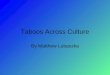 Taboos Across Culture By Matthew Lubaszka. Norms Folkways- socially acceptable customs Mores- norms associated with morality Laws- formal rules