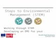 Steps to Environmental Management (STEM) Working through STEM: Developing an EMS for your business
