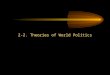 2-2. Theories of World Politics. Level of Analysis “We cannot study everything under the sun” Level of analysis: the different aspects and agents of international