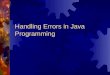 Handling Errors in Java Programming. // The “name-of-application” class import java.awt.*; import hsa.Console; public class name-of-application { static