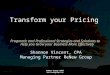 ReNew Group 2007  Transform your Pricing Shannon Vincent, CPA Managing Partner ReNew Group Pragmatic and Professional Strategies and