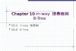 Chapter 10 Chapter 10 m-way 搜尋樹與 B-Tree  10.1  10.1 m-way 搜尋樹  10.2  10.2 B-Tree