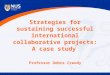 Strategies for sustaining successful international collaborative projects: A case study Professor Debra Creedy