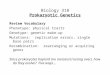 Biology 318 Prokaryotic Genetics Review Vocabulary Phenotype: physical traits Genotype: genetic make-up Mutations: replication errors, single base pairs