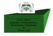 2011-2012 Teacher Information, Volunteer Calendar & Class List