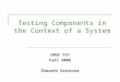 Testing Components in the Context of a System CMSC 737 Fall 2006 Sharath Srinivas