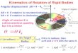 Kinematics of Rotation of Rigid Bodies Angle of rotation Angular displacement Δθ = θ – θ 0 Δθ > 0 if rotation is counterclockwise Δθ < 0 if rotation is