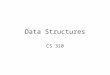 Data Structures CS 310. Abstract Data Types (ADTs) An ADT is a formal description of a set of data values and a set of operations that manipulate the