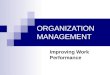 ORGANIZATION MANAGEMENT Improving Work Performance