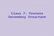  Class 7: Protein Secondary Structure. Protein Structure u Amino-acid chains can fold to form 3-dimensional structures u Proteins are sequences that