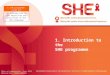 1. Introduction to the SHE programme 1.SHE programme slide kit An introduction to the objectives and activities of the SHE programme Date of preparation: