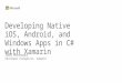 James Montemagno Developer Evangelist, Xamarin Developing Native iOS, Android, and Windows Apps in C# with Xamarin