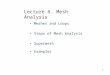 Meshes and Loops Steps of Mesh Analysis Supermesh Examples Lecture 6. Mesh Analysis 1