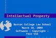 Intellectual Property Boston College Law School March 18, 2009 Software – Copyright – Fair Use