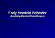 Early Hominid Behavior Australopithecine/Paranthropus