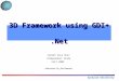 Syracuse University 3D Framework using GDI+.Net Carmen Vaca Ruiz Independent Study Fall 2004 Instructor: Dr. Jim Fawcett