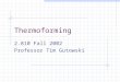 Thermoforming 2.810 Fall 2002 Professor Tim Gutowski
