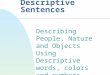 Descriptive Sentences Describing People, Nature and Objects Using Descriptive words, colors and numbers