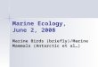 Marine Ecology, June 2, 2008 Marine Birds (briefly)/Marine Mammals (Antarctic et al…)