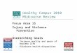 Healthy Campus 2010 Midcourse Review Focus Area 15 Injury and Violence Prevention Overarching Goals 1. Increase quality and years of healthy life 2. Eliminate
