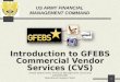 US ARMY FINANCIAL MANAGEMENT COMMAND Introduction to GFEBS Commercial Vendor Services (CVS) United States Army Financial Management Command (USAFMCOM)