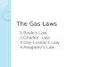 The Gas Laws 1.Boyle’s Law 2.Charles’ Law 3.Gay-Lussac’s Law 4.Avogadro’s Law
