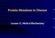 Protein Mutations in Disease Lecture 11, Medical Biochemistry