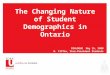 The Changing Nature of Student Demographics in Ontario DIALOGUE May 15, 2008 R. Tiffin, Vice-President Students