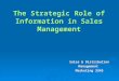 The Strategic Role of Information in Sales Management Sales & Distribution Management Marketing 3345