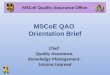 MSCoE QAO Orientation Brief Chief Quality Assurance, Knowledge Management, Lessons Learned MSCoE Quality Assurance Office