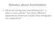 Debates about Assimilation What are immigrants assimilating into? Is there a core culture? Are there different segments to American society that immigrants