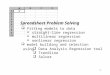 1 Spreadsheet Problem Solving  fitting models to data  straight-line regression  multilinear regression  nonlinear regression  model building and