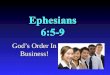 God’s Order In Business!. What Is It About? The believer’s wealth is described to help believers live in accordance with it