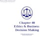 Chapter 40 Ethics & Business Decision Making. §1: Nature of Business Ethics Ethics is the study of right and wrong behavior in the world of business;