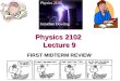 Physics 2102 Lecture 9 FIRST MIDTERM REVIEW Physics 2102 Jonathan Dowling