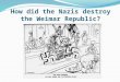 How did the Nazis destroy the Weimar Republic?. Learning objective – to understand the sequence of events that led to the destruction of the Weimar Republic