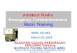 1 Amateur Radio Emergency Communications Basic Training ALACHUA County ARES/RACES EMCOMM Training Northern Florida Section ARRL Original Training Presentation