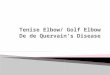 Anatomy of the elbow Tennis elbow Golf elbow De Quervain's Tendinitis