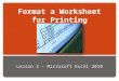 Format a Worksheet for Printing Lesson 3 - Microsoft Excel 2010