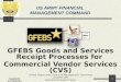 US ARMY FINANCIAL MANAGEMENT COMMAND 1 GFEBS Goods and Services Receipt Processes for Commercial Vendor Services (CVS) United States Army Financial Management