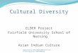 Cultural Diversity ELDER Project Fairfield University School of Nursing Asian Indian Culture Supported by DHHS/HRSA/BHPR/Division of Nursing Grant #D62HP06858