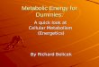Metabolic Energy for Dummies: A quick look at Cellular Metabolism (Energetics) By Richard Belicek