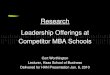 Leadership Offerings at Competitor MBA Schools Research Cort Worthington Lecturer, Haas School of Business Delivered for HAN Presentation Jan. 6, 2010