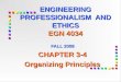ENGINEERING PROFESSIONALISM AND ETHICS EGN 4034 FALL 2008 CHAPTER 3-4 Organizing Principles