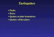 Earthquakes Faults Stress Quakes at plate boundaries Quakes within plates