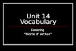 Unit 14 Vocabulary Featuring “Morte d’ Arthur”. Beatific – Adj. Blissful; rendering or making blessed King Arthur’s arrival back in England is anything