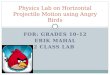 FOR: GRADES 10-12 ERIK MAHAL 2 CLASS LAB Physics Lab on Horizontal Projectile Motion using Angry Birds