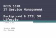 BCIS 5520 IT Service Management Background & ITIL SM Lifecyle Class 2.01 Spring 2012 Dr. Becker